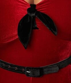 Unique Vintage Plus Size Burgundy Velvet Cropped Jumpsuit -Pleaser Clothing Store unique vintage plus size burgundy velvet cropped jumpsuit 211451