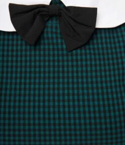 Unique Vintage Plus Size Green & Black Gingham Eloise Swing Dress -Pleaser Clothing Store unique vintage plus size green black gingham eloise swing dress 744261