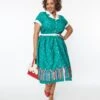 Unique Vintage Plus Size Green Classroom Alexis Swing Dress