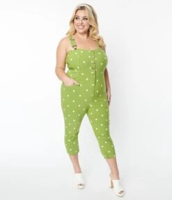 Unique Vintage Plus Size Green & White Dot Eartha Jumpsuit 9 Unique Vintage Plus Size Green & White Dot Eartha Jumpsuit -Pleaser Clothing Store unique vintage plus size green white dot eartha jumpsuit 220882