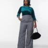 Unique Vintage Plus Size Grey Pinstripe High Waist Pants