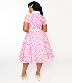 Unique Vintage Plus Size Hot Pink Heart Alexis Swing Dress -Pleaser Clothing Store unique vintage plus size hot pink heart alexis swing dress 494257