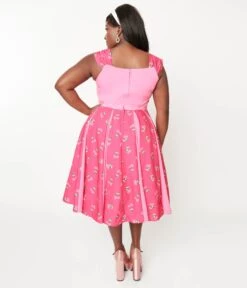 Unique Vintage Plus Size Hot Pink & Heart Cherry Stripe Swing Dress 5 Unique Vintage Plus Size Hot Pink & Heart Cherry Stripe Swing Dress -Pleaser Clothing Store unique vintage plus size hot pink heart cherry stripe swing dress 161319