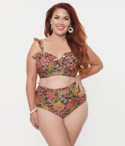 Unique Vintage Plus Size Kaleidoscope Floral Cape May Swim Bottoms -Pleaser Clothing Store unique vintage plus size kaleidoscope floral cape may swim bottoms 682893