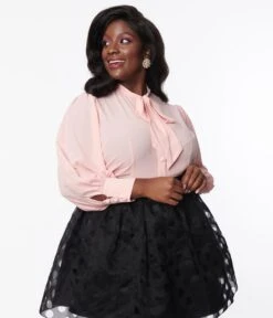 Unique Vintage Plus Size Light Pink Gwen Blouse -Pleaser Clothing Store unique vintage plus size light pink gwen blouse 574116