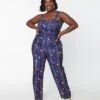 Unique Vintage Plus Size Navy Botanical Sedgewick Jumpsuit