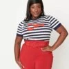 Unique Vintage Plus Size Navy & White Stripe Lobster Sweater
