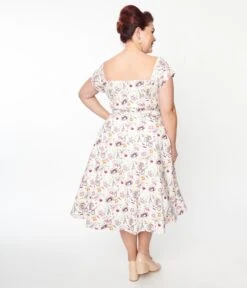 Unique Vintage Plus Size Paris Cafe Print Swing Dress -Pleaser Clothing Store unique vintage plus size paris cafe print swing dress 548608