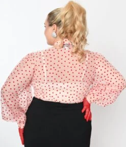 Unique Vintage Plus Size Pink & Red Hearts Gwen Blouse -Pleaser Clothing Store unique vintage plus size pink red hearts gwen blouse 784912