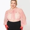Unique Vintage Plus Size Pink & Red Hearts Gwen Blouse