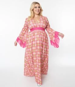 Unique Vintage Plus Size Pink Stained Glass Floral Maxi Dress 9 Unique Vintage Plus Size Pink Stained Glass Floral Maxi Dress -Pleaser Clothing Store unique vintage plus size pink stained glass floral maxi dress 174760