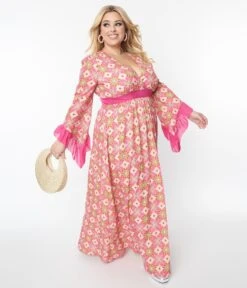 Unique Vintage Plus Size Pink Stained Glass Floral Maxi Dress 10 Unique Vintage Plus Size Pink Stained Glass Floral Maxi Dress -Pleaser Clothing Store unique vintage plus size pink stained glass floral maxi dress 730301