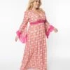 Unique Vintage Plus Size Pink Stained Glass Floral Maxi Dress