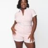 Unique Vintage Plus Size Pink & White Gingham Patsy Romper