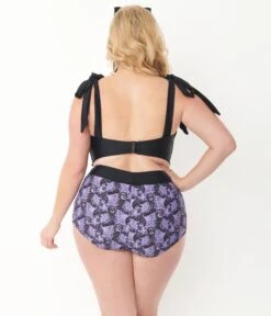 Unique Vintage Plus Size Purple Lacy Bats Mrs Cooper Swim Bottoms -Pleaser Clothing Store unique vintage plus size purple lacy bats mrs cooper swim bottoms 829485
