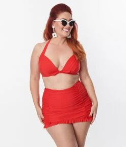 Unique Vintage Plus Size Red Drawstring Ruffle Skirt 9 Unique Vintage Plus Size Red Drawstring Ruffle Skirt -Pleaser Clothing Store unique vintage plus size red drawstring ruffle skirt 571999