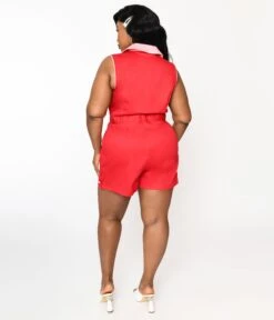 Unique Vintage Plus Size Red & Pink Heart Shelby Romper 5 Unique Vintage Plus Size Red & Pink Heart Shelby Romper -Pleaser Clothing Store unique vintage plus size red pink heart shelby romper 917495