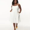 Unique Vintage Plus Size White Eyelet Bobbie Swing Dress