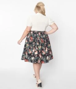 Unique Vintage Plus Size Woodland Creature Print Swing Skirt -Pleaser Clothing Store unique vintage plus size woodland creature print swing skirt 111546