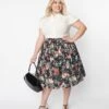 Unique Vintage Plus Size Woodland Creature Print Swing Skirt