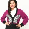 Unique Vintage Purple Butterfly Sweater Cardigan