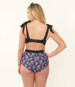 Unique Vintage Purple Lacy Bats Mrs Cooper Swim Bottoms -Pleaser Clothing Store unique vintage purple lacy bats mrs cooper swim bottoms 299000