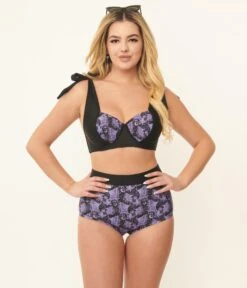 Unique Vintage Purple Lacy Bats Mrs Cooper Swim Bottoms -Pleaser Clothing Store unique vintage purple lacy bats mrs cooper swim bottoms 313417