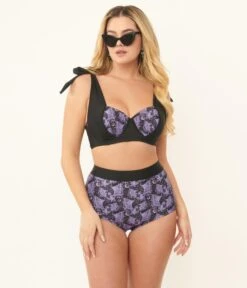 Unique Vintage Purple Lacy Bats Mrs Cooper Swim Bottoms -Pleaser Clothing Store unique vintage purple lacy bats mrs cooper swim bottoms 787407