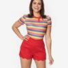 Unique Vintage Rainbow Striped Bow Sweetie Knit Top