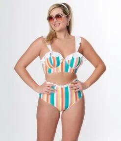 Unique Vintage Rainbow Striped Southampton Swim Top 7 Unique Vintage Rainbow Striped Southampton Swim Top -Pleaser Clothing Store unique vintage rainbow striped southampton swim top 274266