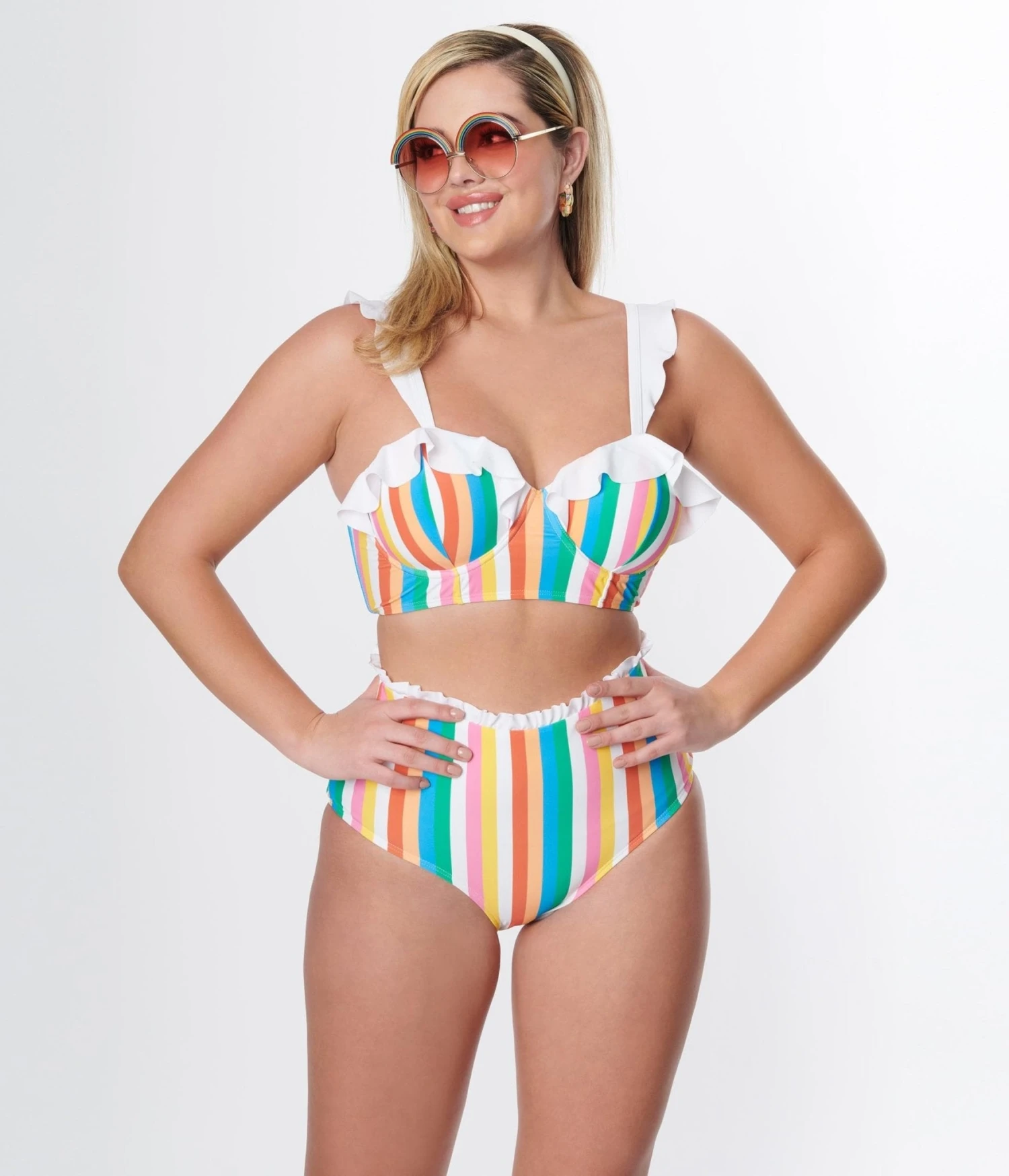 Unique Vintage Rainbow Striped Southampton Swim Top 3 Unique Vintage Rainbow Striped Southampton Swim Top - Image 3