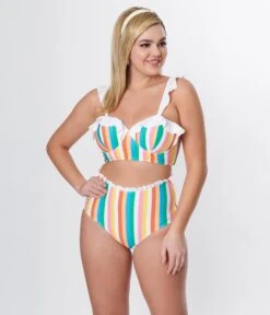 Unique Vintage Rainbow Striped Southampton Swim Top 9 Unique Vintage Rainbow Striped Southampton Swim Top -Pleaser Clothing Store unique vintage rainbow striped southampton swim top 844602