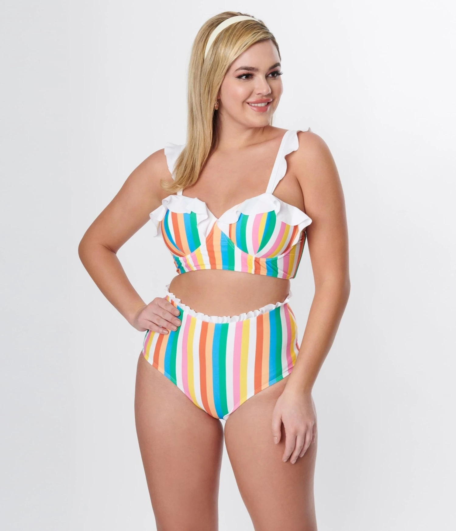 Unique Vintage Rainbow Striped Southampton Swim Top 5 Unique Vintage Rainbow Striped Southampton Swim Top - Image 5
