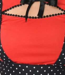 Unique Vintage Red Cutout Neck Tie Top -Pleaser Clothing Store unique vintage red cutout neck tie top 264836