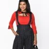 Unique Vintage Red Cutout Neck Tie Top