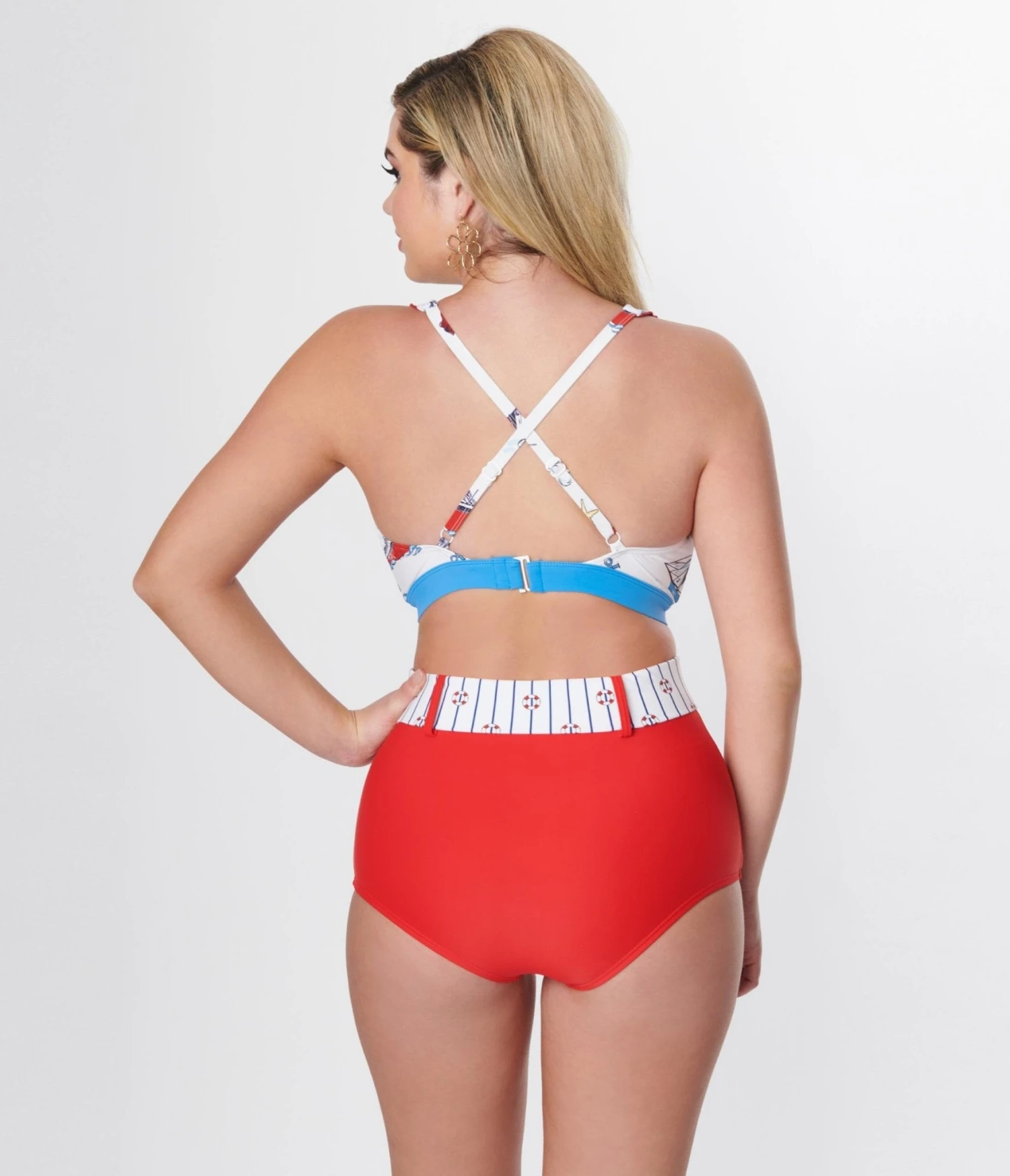 Unique Vintage Red High Waist Belted Swim Bottom 3 Unique Vintage Red High Waist Belted Swim Bottom - Image 3