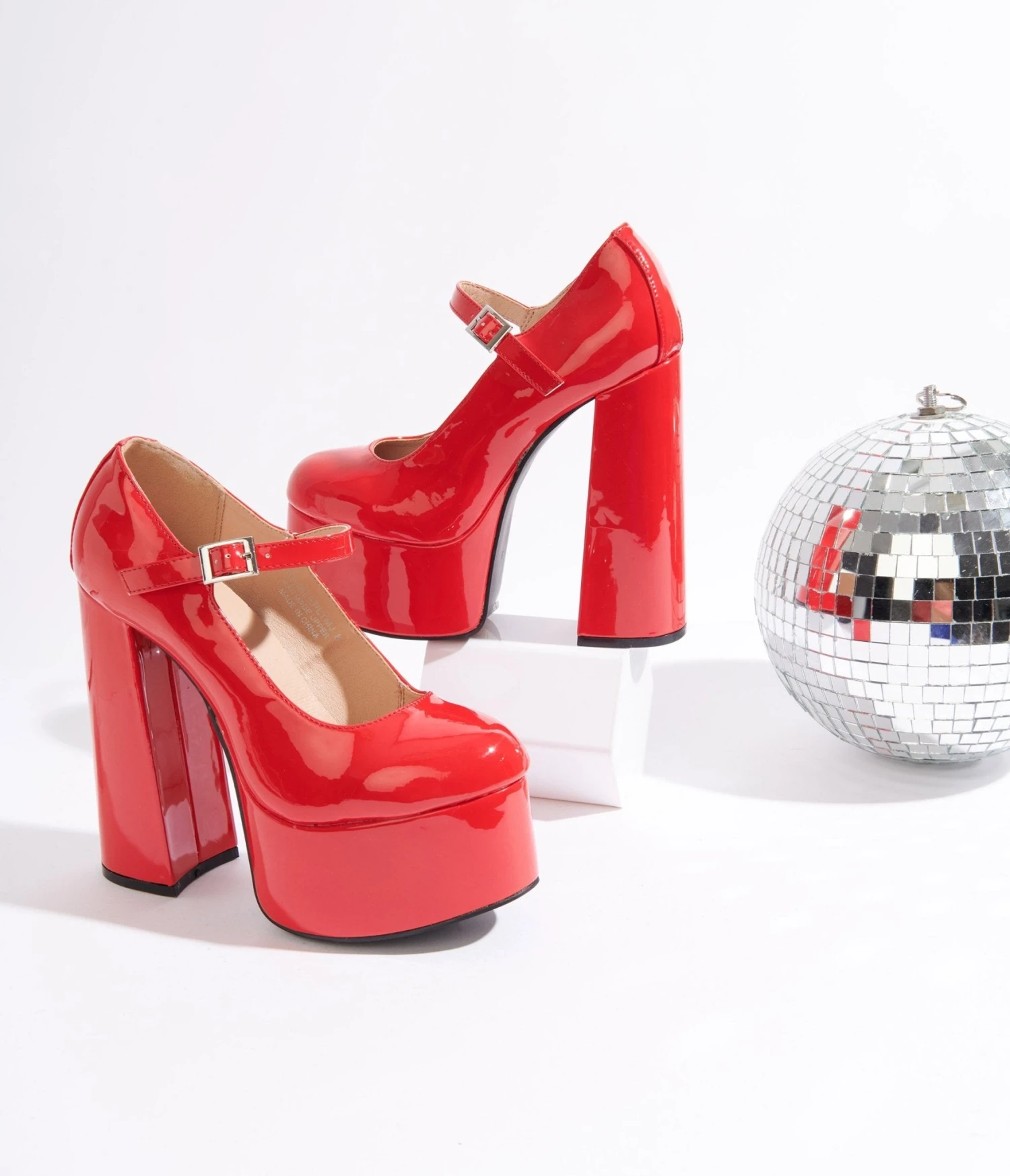Unique Vintage Red Patent Leatherette Platform Mary Jane Heels 1 Unique Vintage Red Patent Leatherette Platform Mary Jane Heels