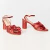 Unique Vintage Ruby Red Slingback Bow Heel