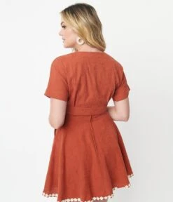 Unique Vintage Rust Varsity Crop Cardigan -Pleaser Clothing Store unique vintage rust varsity crop cardigan 846258