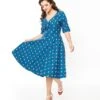 Unique Vintage Teal Mushroom Stamp Delores Swing Dress