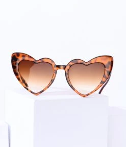 Unique Vintage Tortoise Heart Sunglasses