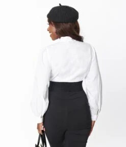 Unique Vintage White Cotton Gwen Blouse -Pleaser Clothing Store unique vintage white cotton gwen blouse 512173