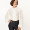 Unique Vintage White Floral Francesca Blouse