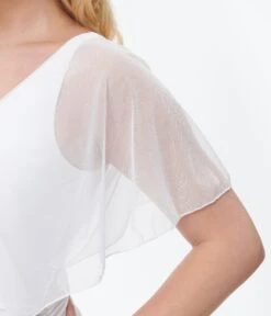 Unique Vintage White Mesh Sleeved Torrey Swimsuit -Pleaser Clothing Store unique vintage white mesh sleeved torrey swimsuit 903604