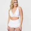 Unique Vintage White Ruffle Halter Swim Top