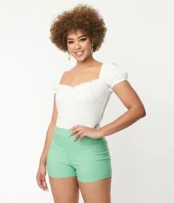 Unique Vintage White Textured Sweetheart Top -Pleaser Clothing Store unique vintage white textured sweetheart top 219251