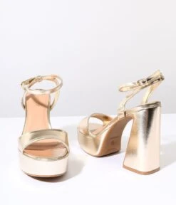 Vegas Gold Leatherette Platform Heels -Pleaser Clothing Store vegas gold leatherette platform heels 285690