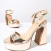 Vegas Gold Leatherette Platform Heels