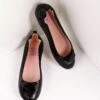PLEASER Vintage Style Black Leatherette & Geometric Gem Ballet Flats