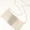 Vintage Style Silver Beaded & Rhinestone Clutch